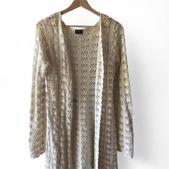 Amazing Vintage Y2K One Step Ahead Cream Crochet Cardigan - Picture 1 of 5